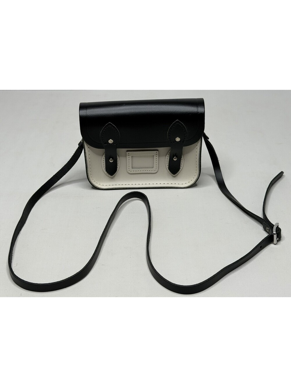 The Cambridge Satchel Company Crossbody Mini Black Ivory Leather Bag/Purse P64